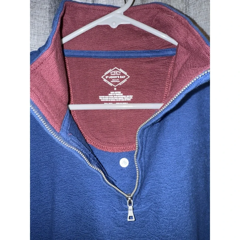 St. John's Bay Men's Small 1/4 Zip Blue‎ Pullover Long Sleeve Ribbed Sweater NWT